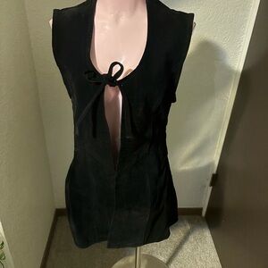 RAFAEL Black suede vest/dress with Tie Detail